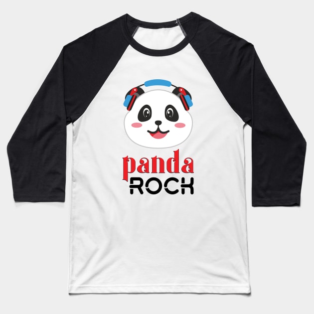 Panda Rock Baseball T-Shirt by ReliedArts